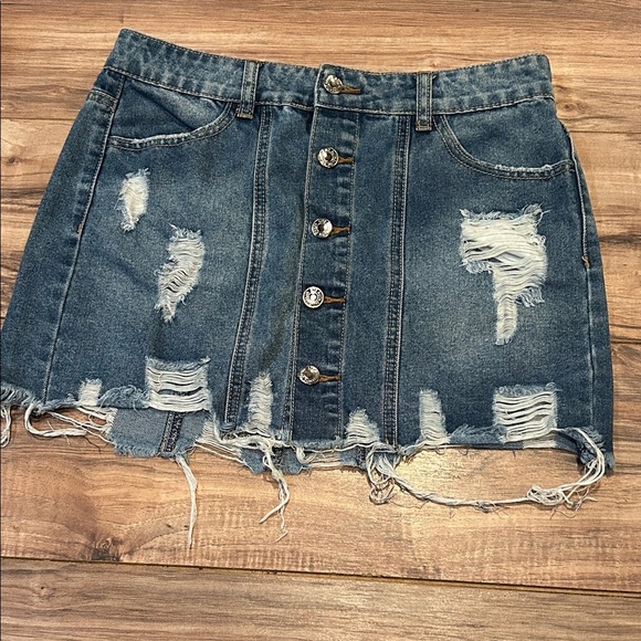 Dresses & Skirts - Distressed Denim Skirt